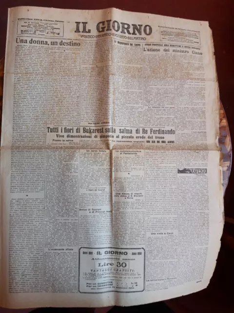 giornali e riviste d'epoca- il Giorno del 24-25/07/1927