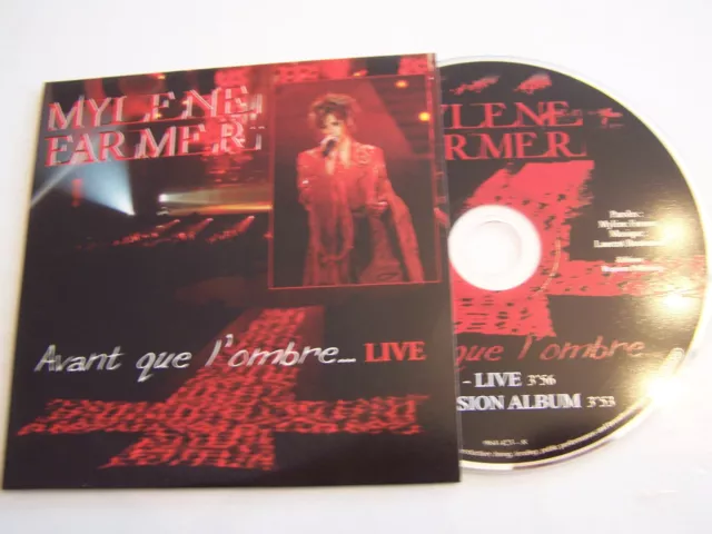 Cd Single De Mylene Farmer , Avant Que L ' Ombre  Live  . Tres Bon Etat .