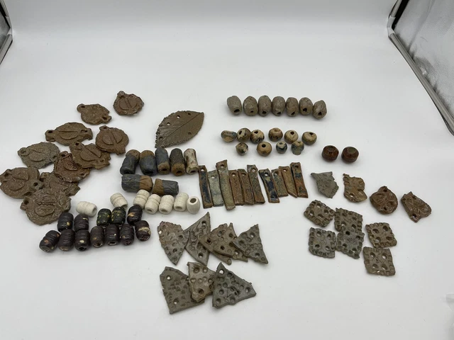 Big Lot Of Handmade Pottery Brutalist Beads For Craft Macrame Jewelry