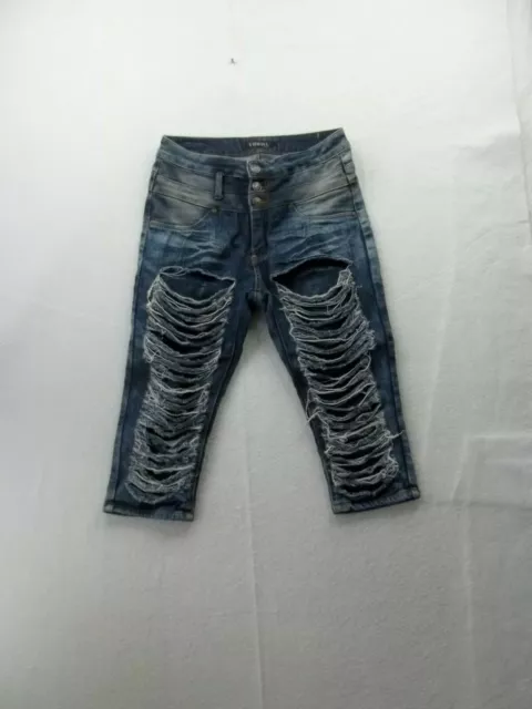 Thrill Womens Jr. Distressed denim Capri Blue Jeans Size 9 Inseam 18"