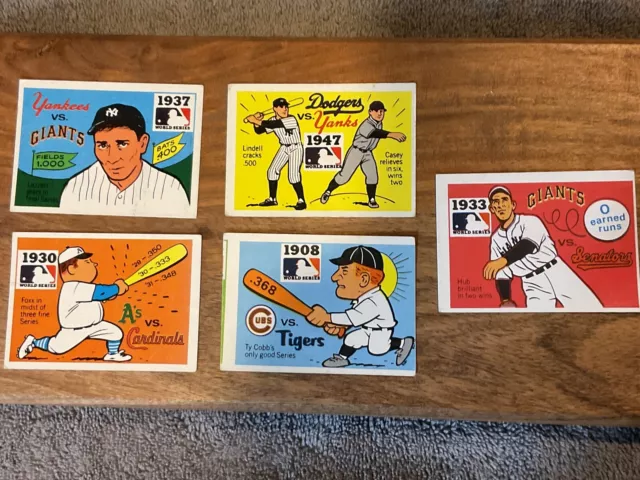 1968 Fleer R.G. LAUGHLIN WORLD SERIES 10 Baseball Card Lot Of 5 Good VG Yankees