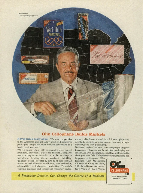 Raymond Loewy for Olin Cellophane ad 1957 T Raymond Loewy for Olin Cellophane ad 1957 T