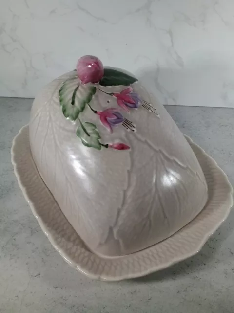 Crown Devon Vintage Cheese Dish With Fuchsia Flower Design