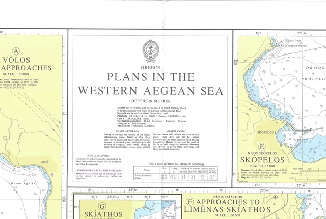 AMIRAUTÉ 1571 GRÈCE Plans IN The Ouest Aegean Mer Carte Tableau Marine ...