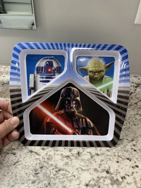 Zak! 3-Section Plate Star Wars - R2-D2, Yoda And Darth Vader - EUC