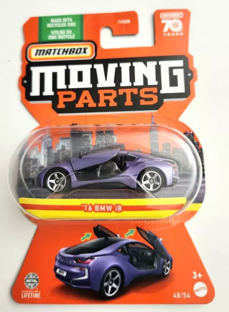 Matchbox '16 BMW i8 Purple #48 - 2023 Moving parts