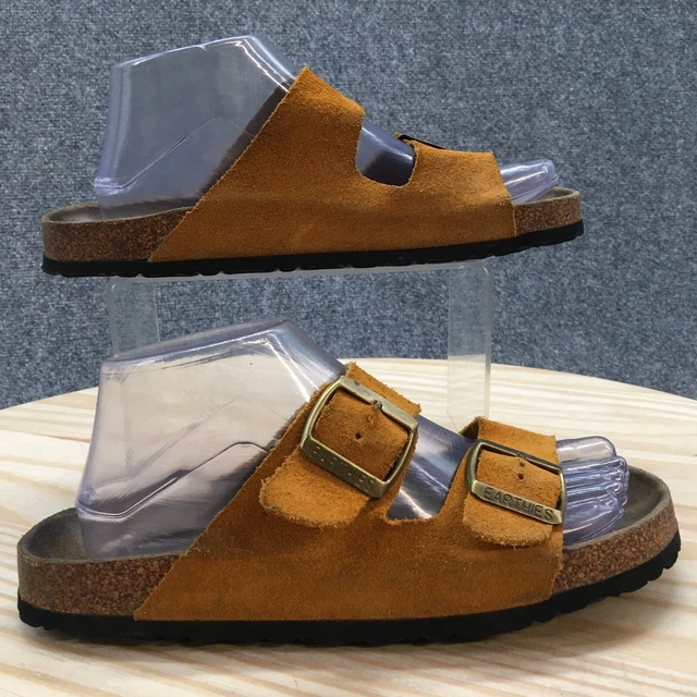 Earthies Sandal Womens 8 Brown Double Buckle Slide Suede Casual Comfort Flats