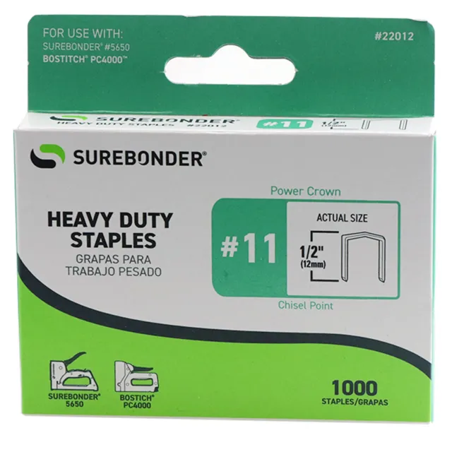 Surebonder 1/2" Heavy Duty Power Crown Staples -  1,000 Pack
