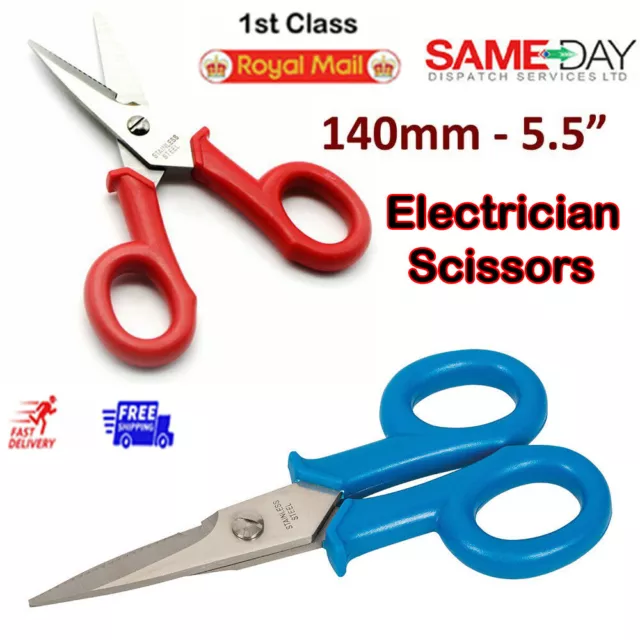 ELECTRICIAN SCISSORS 140mm-5.5" Cable Shears WIRE CUTTER Stripping SERRATED