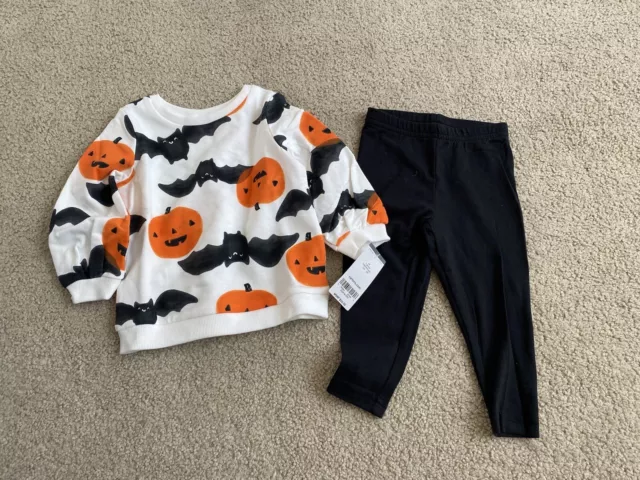 NWT carters Infant Girls 12M Halloween Sweatshirt Leggings Set $26