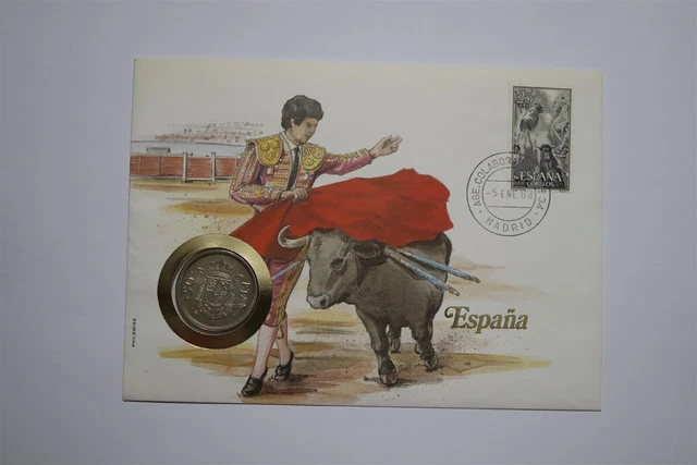 🧭 Spain 50 Pesetas 1983 Coin Cover B53 #495