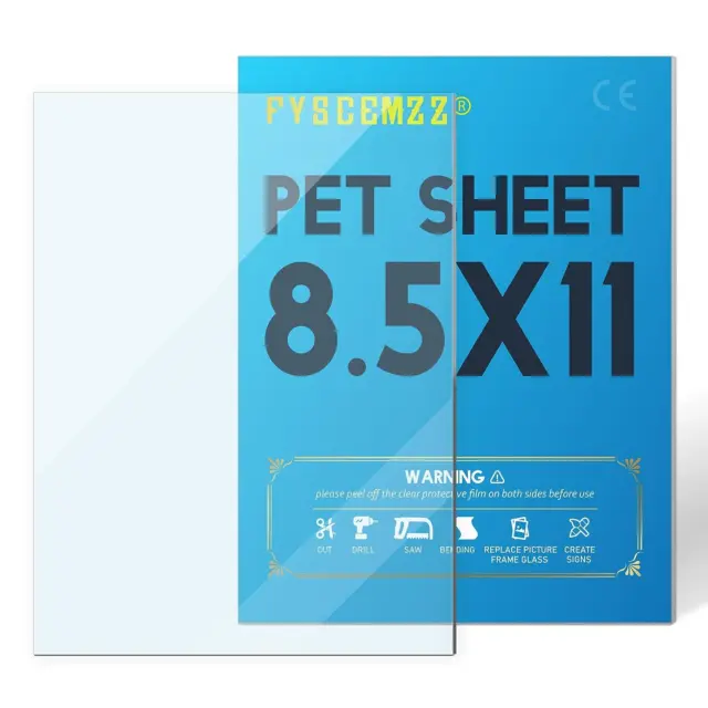 10PCS 8.5" X 11" X 0.04" PET Clear Plexiglass Plastic Sheets for DIY Display