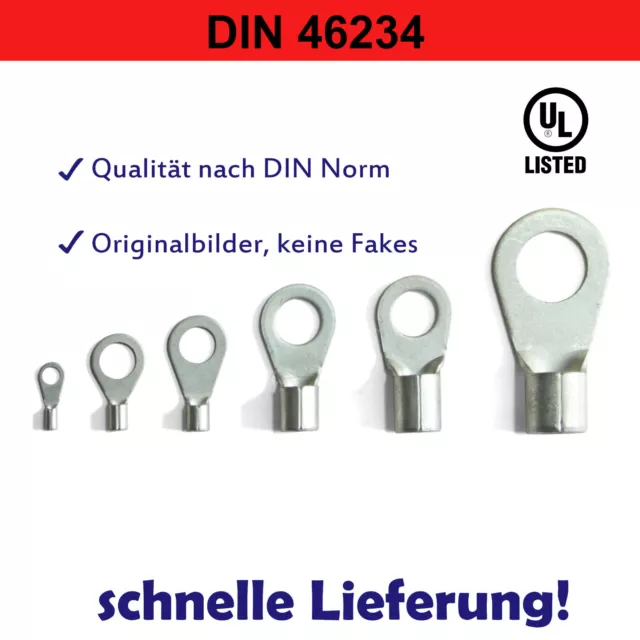 Ringkabelschuhe Quetschkabelschuhe unisoliert blank bis 70mm² Norm DIN 46234