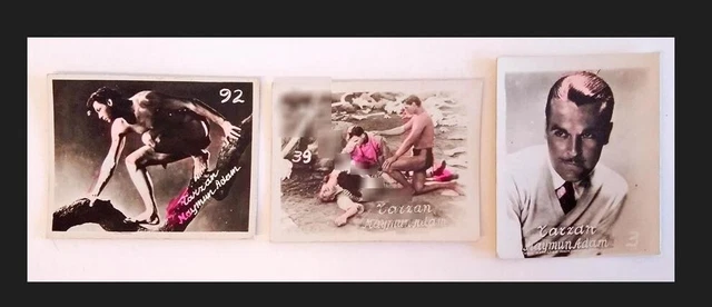 TARZAN the APE MAN Middle East PHOTO CARDS x 3 original 1932 Johnny Weissmuller
