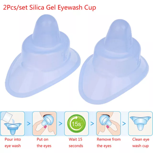 2 Pcs Silicone Eye Wash Cup Reusable Eyewash Container Medical Eye Bath Cups New