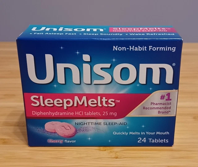 1x Ayuda nocturna para dormir Unisom SleepMelts sabor a cereza 24 tabletas vencimiento 06/23 nuevo