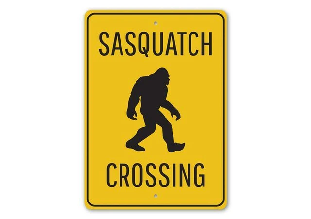 Sasquatch Crossing, Bigfoot Campsite Warning Sign, Camping Outdoor Metal Sign