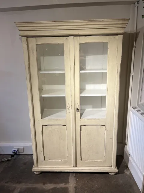 Antique, Glazed Cupboard, Wardrobe, Bookcase, Display Cabinet,  Armoire, Painted