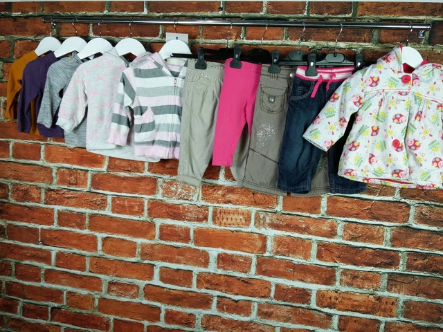 Felpa Con Cappuccio Cappotto Cardigan Pacchetto Bambina 6-9 Mesi Bluezoo Gap Ecc. Pantaloni A Righe 74Cm