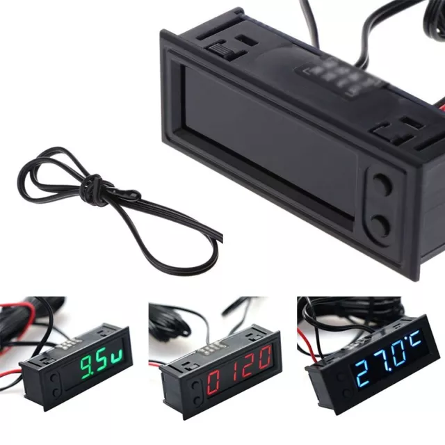 3-in1 Car Digital Clock With Temperature Thermometer And Voltage Meter Voltmeter