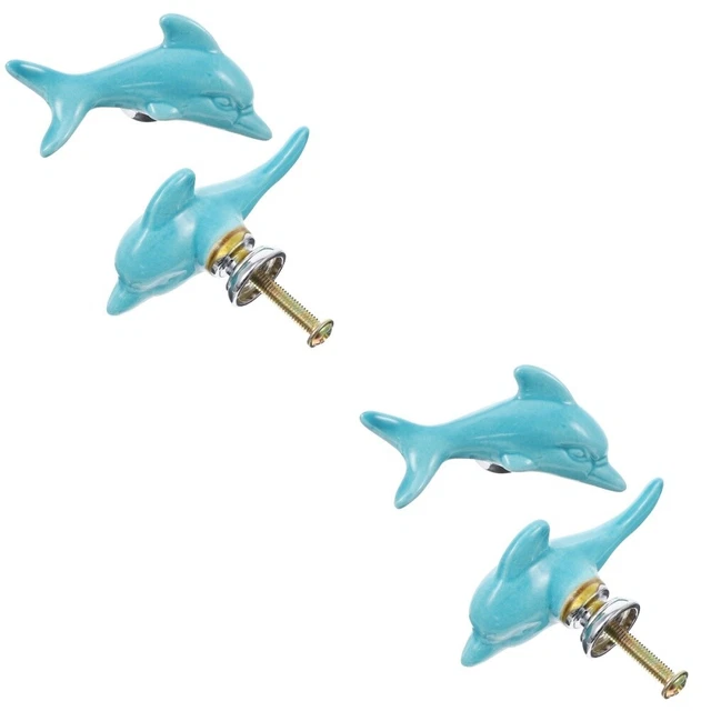 4 Pcs Céramique Poignée Boutons De Porte Placard Poignées Et Tiroir Dauphin
