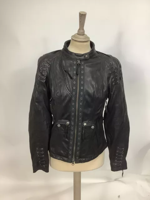 Harley Davidson Ladies Riding Gear Armoured Leather Jacket Xs #1a