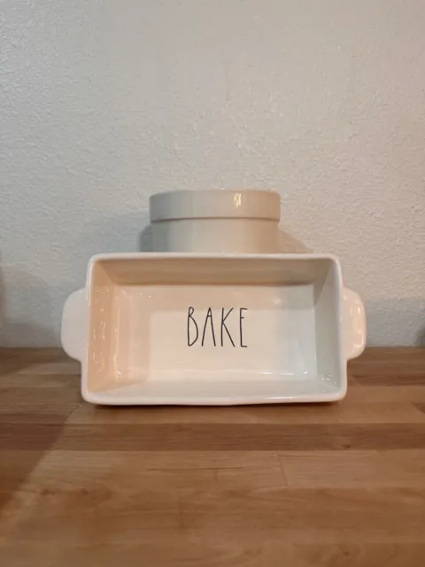 Rae Dunn - BAKE - Ivory Ceramic 4-1/2 x 8-1/2 Loaf Pan Baking Dish - Farmhouse