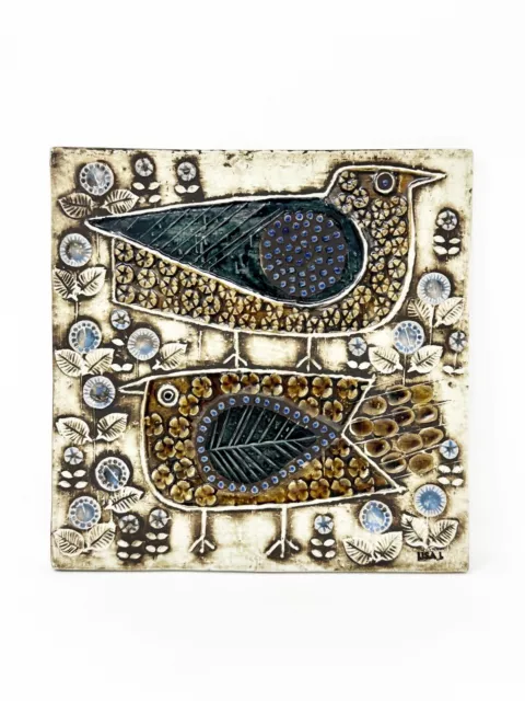 Lisa Larson Pottery Wall Tile Plaque Faglar Design Unik Series Vintage Sweden