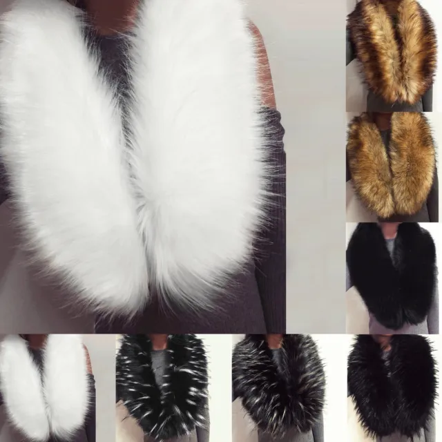 Faux Fur Collar Winter Womens Ladies Fake Fur Shawl Scarf Stole Wrap Warm Fluffy