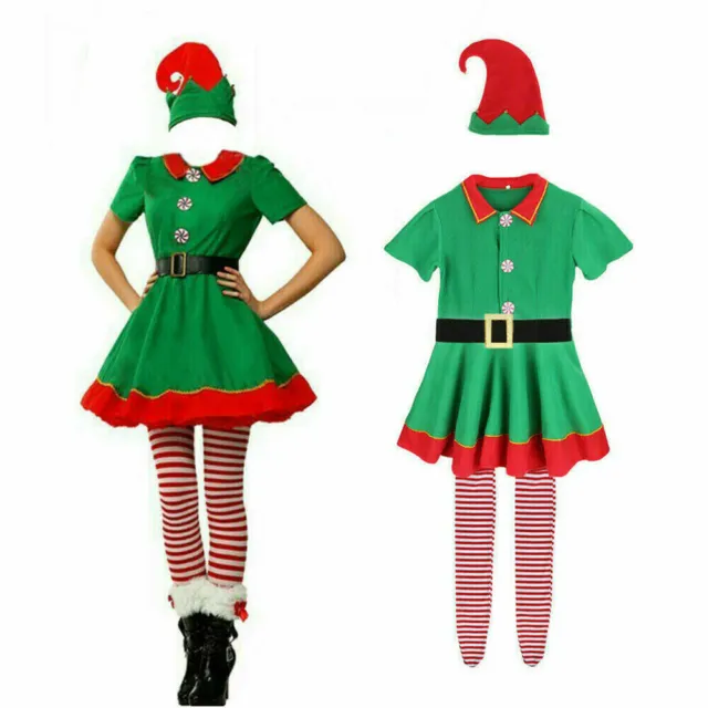 Womens Ladies Girls Elf Costume Christmas Fancy Dress Xmas Santa Helper Outfits