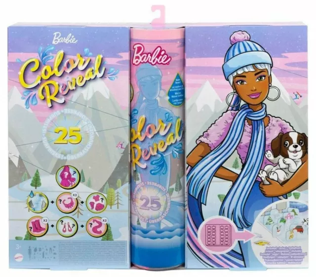 Barbie Color Reveal Advent Calendar with 25 Surprises Including 1 Doll & 1 Pet