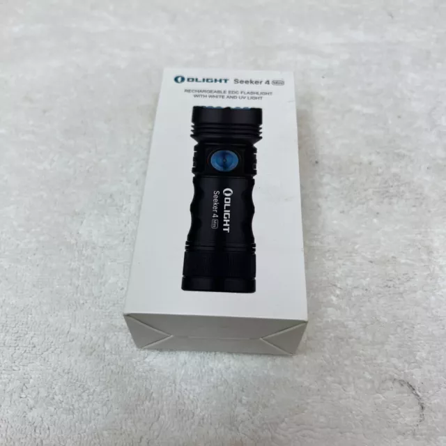 Olight Seeker 4 Mini Rechargeable Cool White LED Flashlight with UV Light, Black