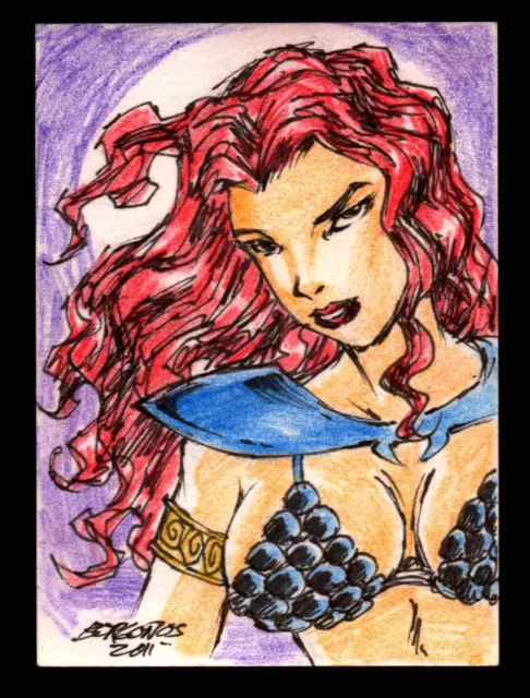 Red Sonja 2011 (Breygent) Color Artist Sketch Trading Card by Dan Borgonos