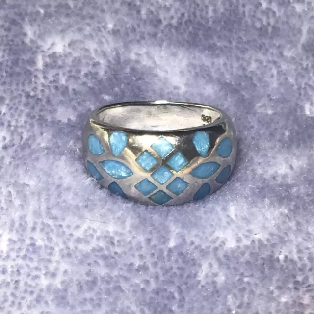 Size 7 vintage 925 Sterling Silver ring with makers signature mark