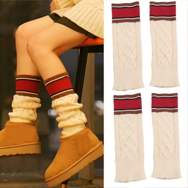 Knitted Boot Cuff Striped Loose Socks Fashion Boot Cover  Women Girl