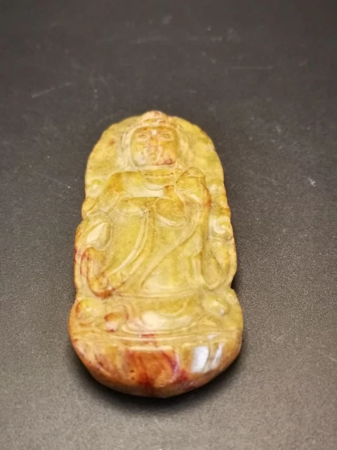 Archaic Chinese Old Nephrite Jade Hand-carved Avalokitesvara Pendant Y25