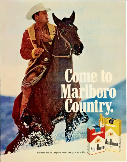 1970 MARLBORO Man Cowboy Cigarettes Tobacco Smoking Vintage Print Ad Advertising