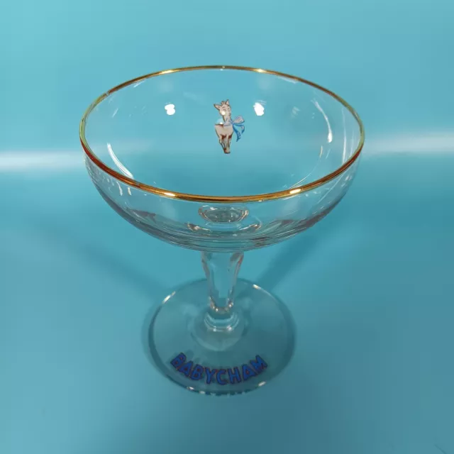 Vintage 1950s Babycham Glass with Faceted Stem. Great Retro Party Look.