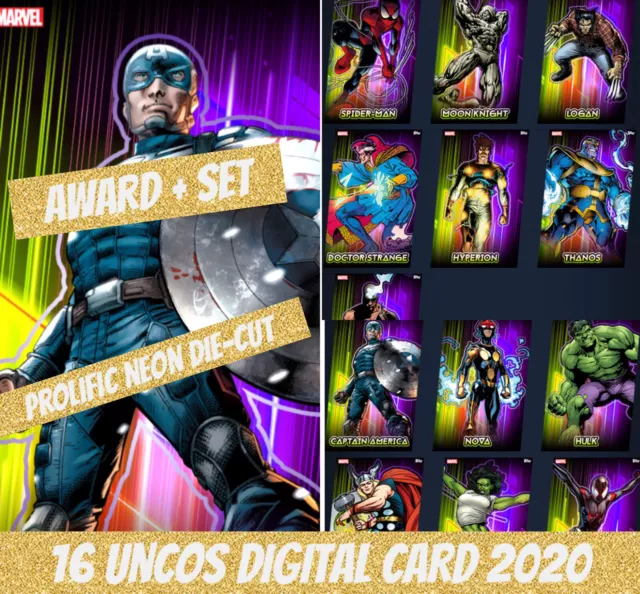 Topps Marvel Unco Award + Set (1+15) Prolific Neon Die-cuts 2020 Digital Card