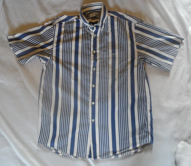 Chemist Lacoste Blue/White Vertical Striped Short Sleeve Shirt Size Medium Croc Chemist Lacoste Blue/White Vertical Striped Short Sleeve Shirt Size Medium Croc