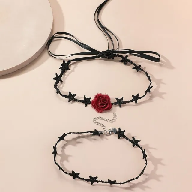 Fashion Y2k Jewelry Punk Star Necklaces Star Chain Choker Flower Necklaces