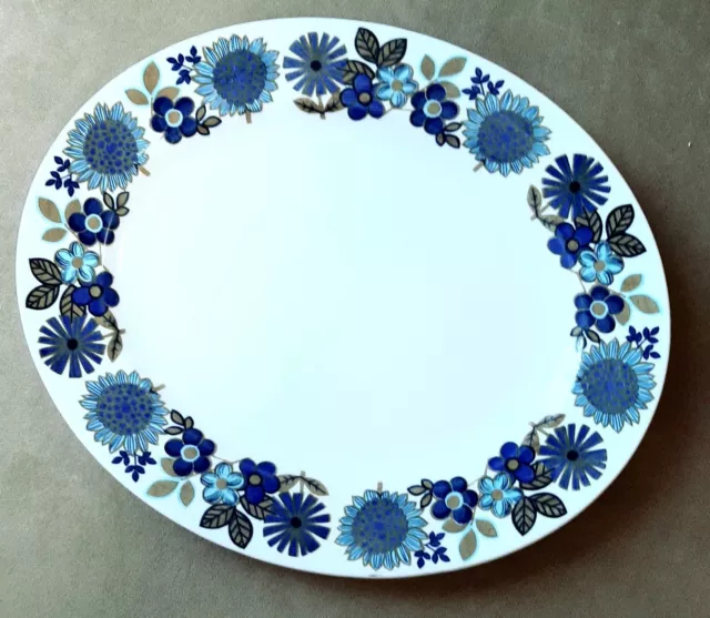 HAWAII BLUE FLOWER 14" Platter Staffordshire England W.H. Grindley Serving PLATE