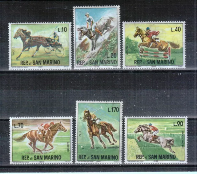 San Marino 1966 Michel 850-55 Deportes Equestres Sellos Nuevos Mnh