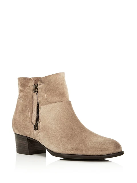 PAUL GREEN Womens Antelope Beige Pandora Almond Stacked Heel Leather Booties 8