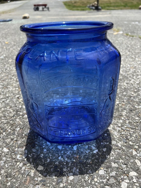 Vintage Planters Salted Peanut Cobalt Blue Jar      NO LID