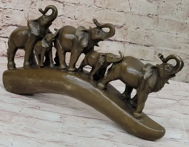 Elephant Family Bronze Sculpture wildlife Animal Lost wax Method Artwork