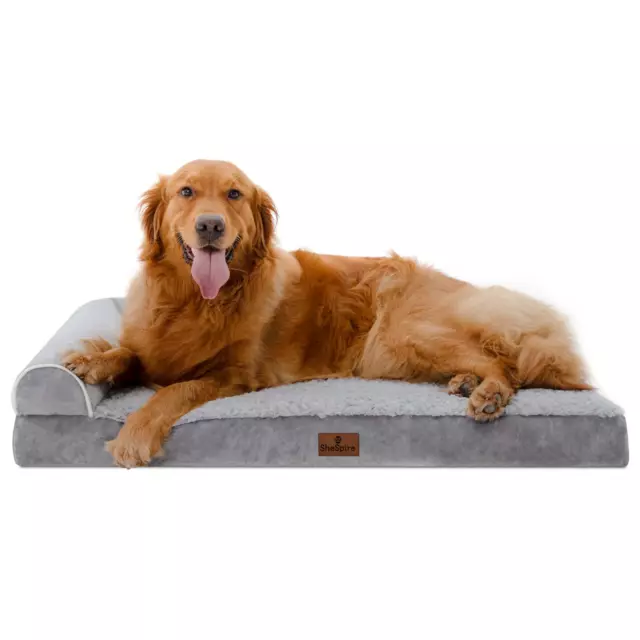 Orthopedic Bolster Dog Bed for Extra Large Dogs Memory Foam L-Shape Dog beds