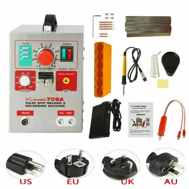 SUNKKO 709A Battery Pulse Spot Welder 18650 Soldering Welding Machine 110V 220V