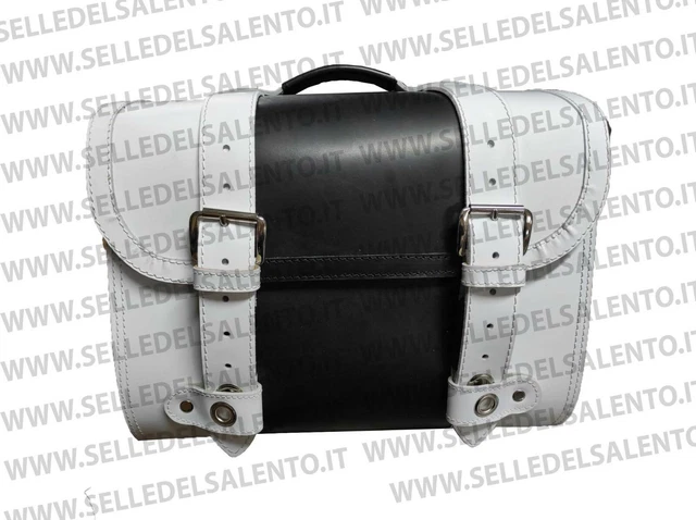 Bauletto Pelle Vera Per Vespa Lambretta - Borsa Moto Custom 37x29x25cm, Nero - Foto 6