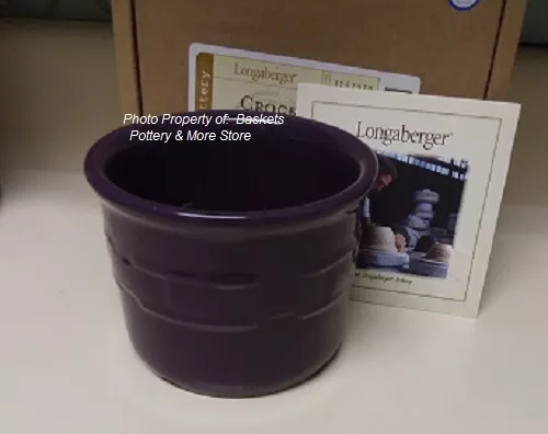 NEW in BOX Longaberger EGGPLANT Purple CROCK Pottery One 1-Pint *FREE SHIPPING*